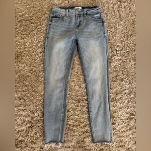 Pistola Light Blue Skinny Jeans with Frayed Hem Detail, size 26
